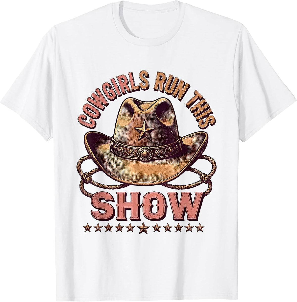 Men's Cowgirls Run This Show Rodeo Graphic Design T-Shirt - White