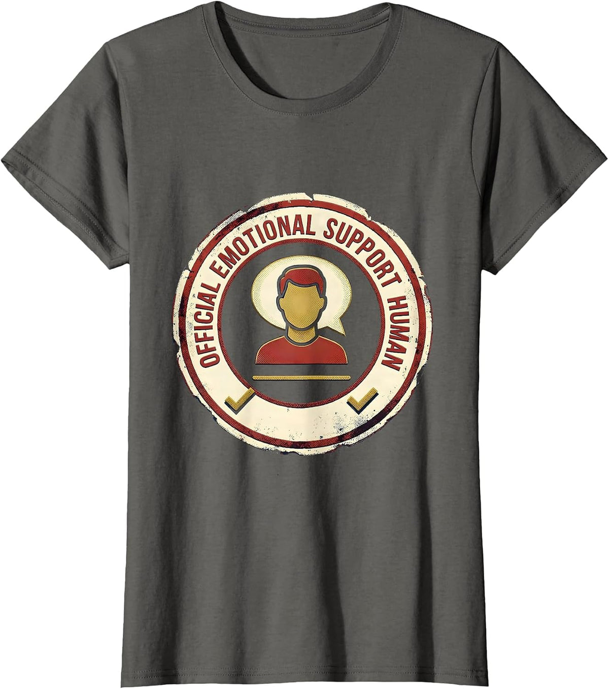 Women's Official Emotional Support Human Funny Therapist Counselor T-Shirt - Asphalt Grey
