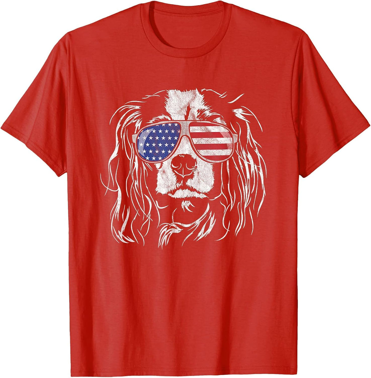 Funny Proud Cavalier King Charles Spaniel Patriotic Dog tee T-Shirt - Red