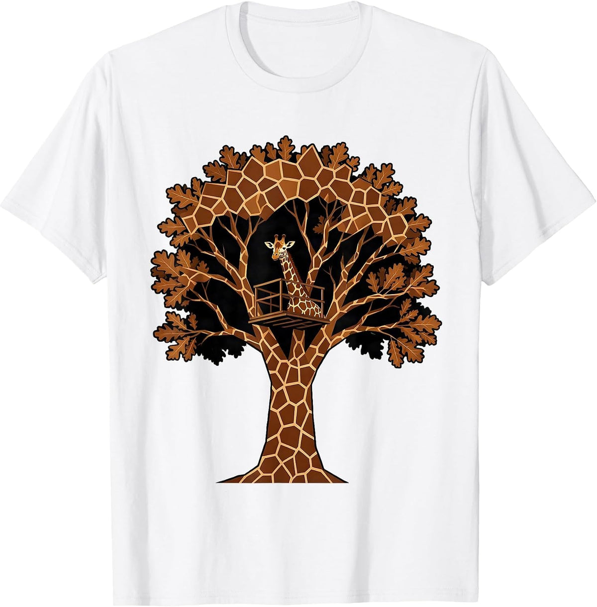 Men's Camo Hunting Tree Stand Hidden in Oak Tree T-Shirt - White