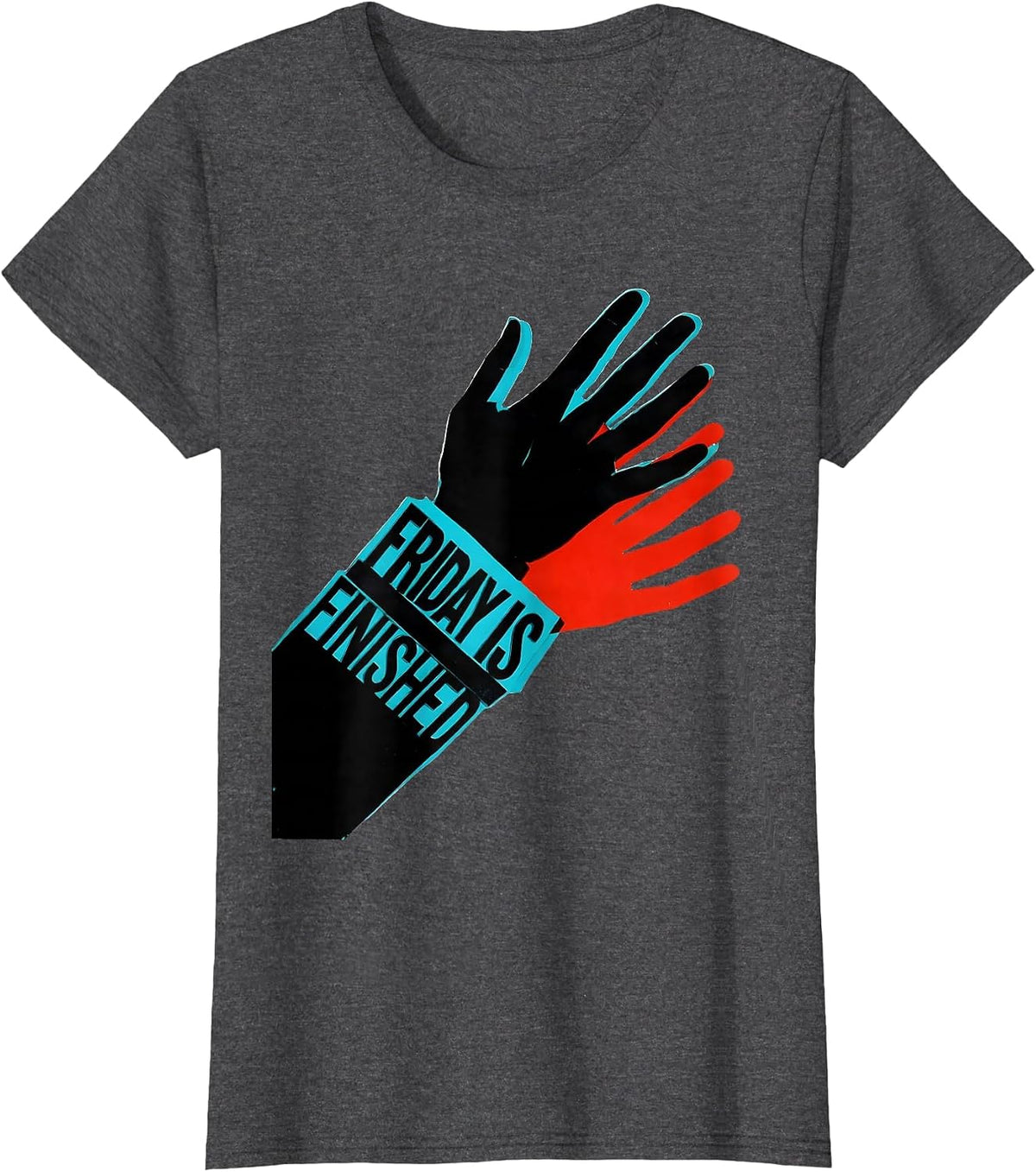 Women's Friday Is Finished New Wave Typography ASL Teacher Deaf T-Shirt - Dark Heather Grey