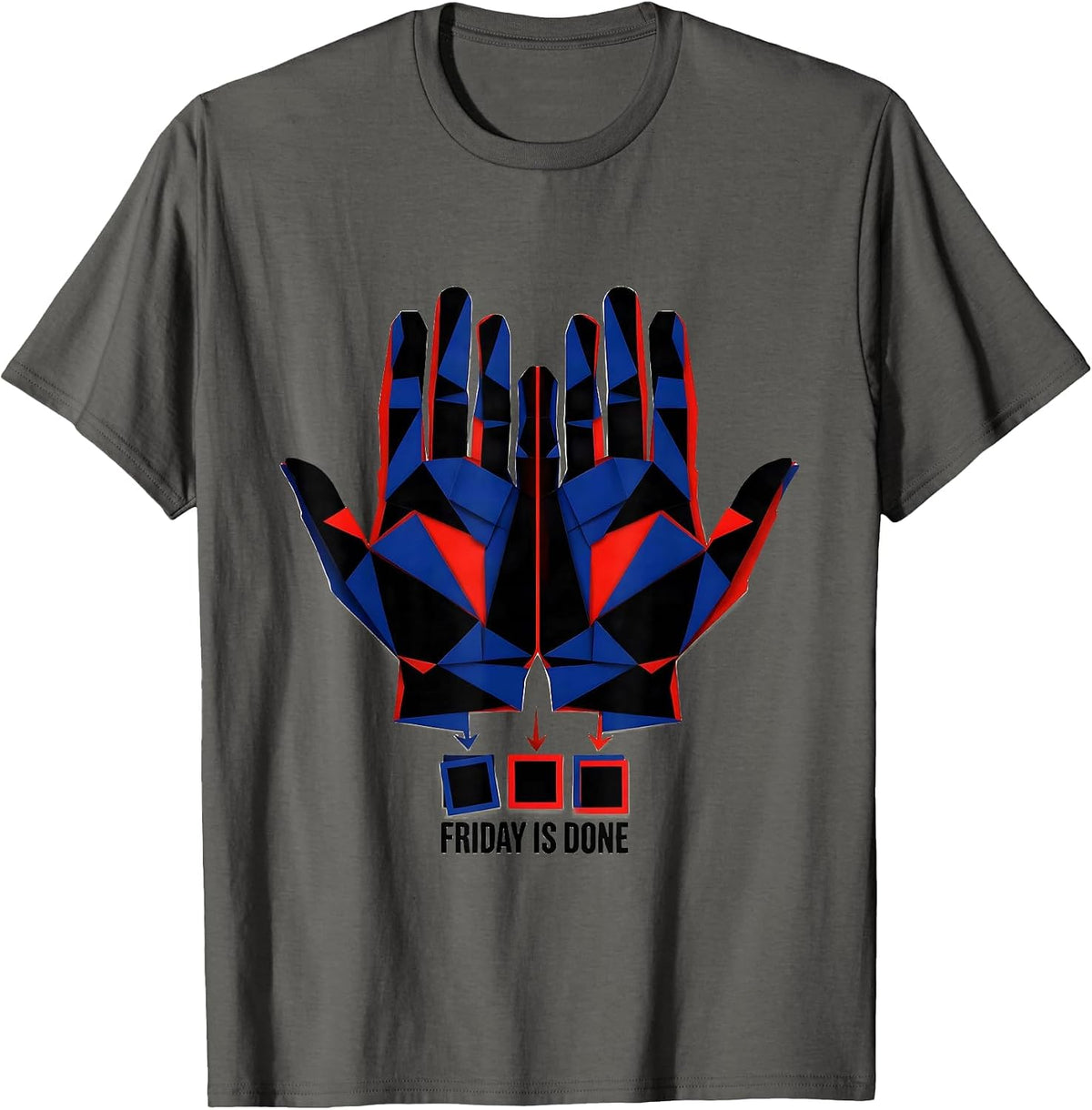 Men's Friday Is Done Geometric ASL Sign Language Teacher Classroom T-Shirt - Asphalt Grey