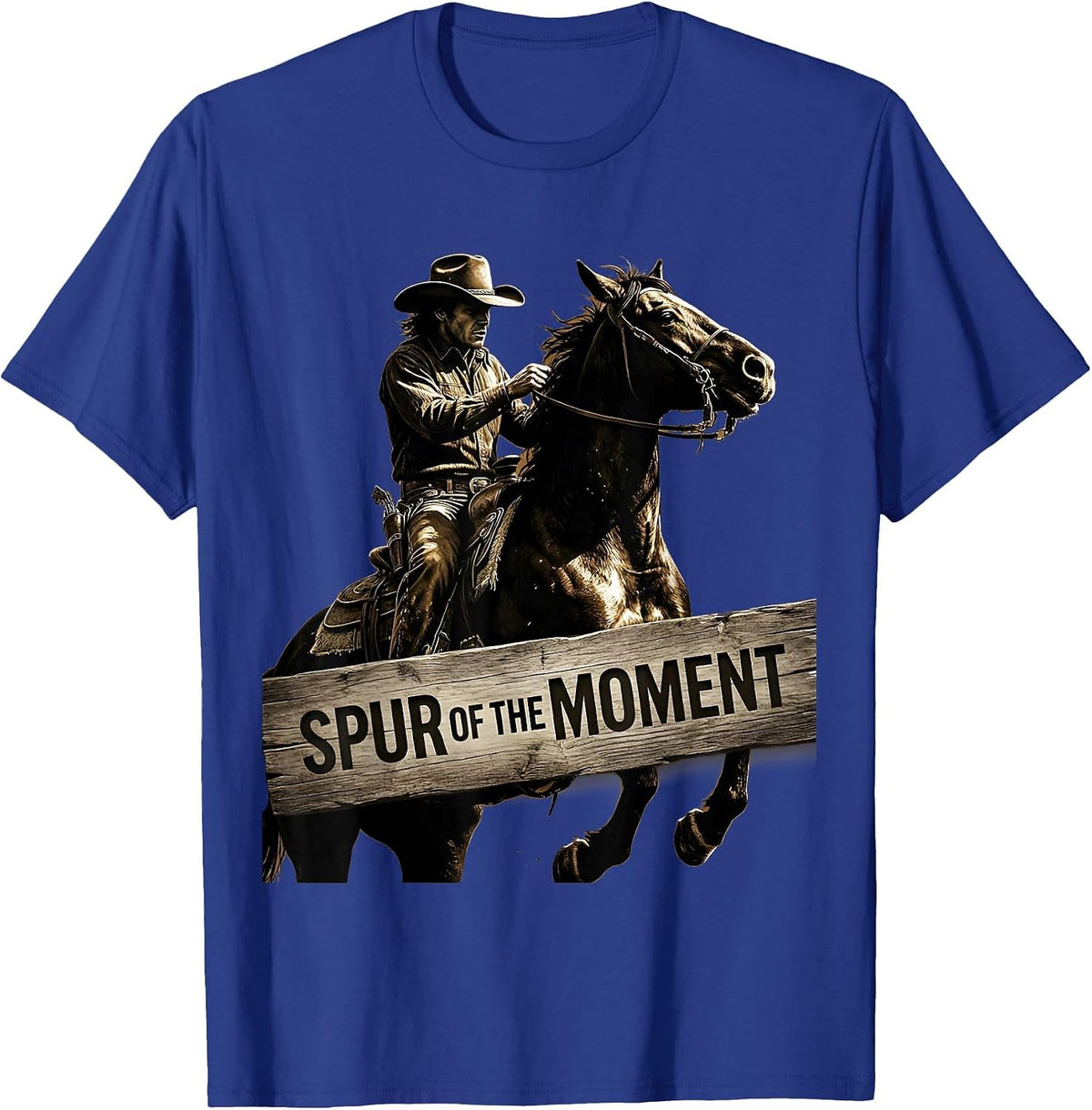 Men's Spur of the Moment Cowgirl Graphic Design T-Shirt - Royal Blue