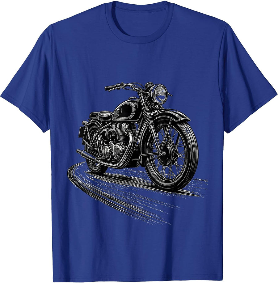 Vintage Motorcycle Retro Classic Car Biker Humor T-Shirt - Royal Blue