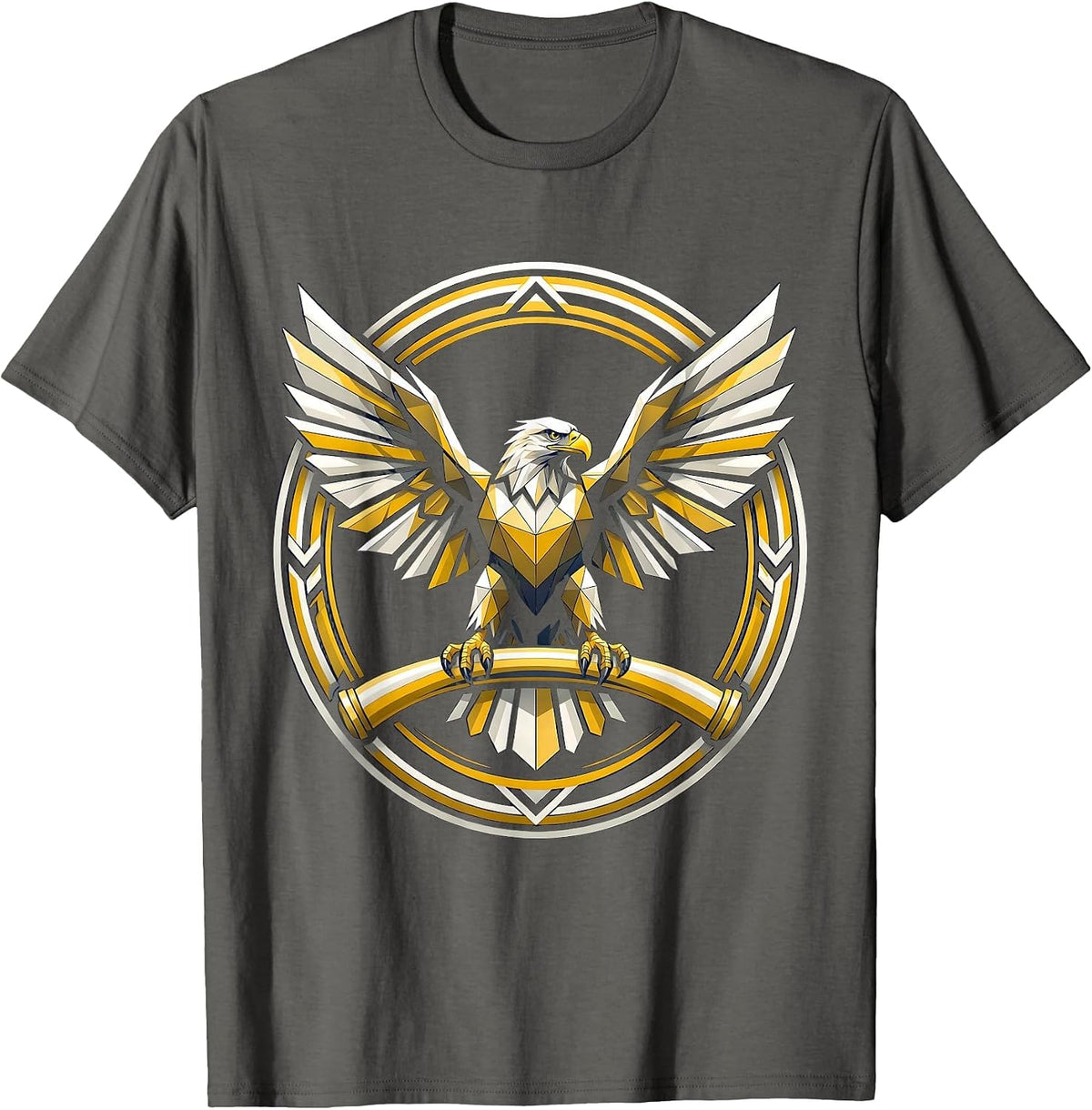 Men's Eagle on Chrome Handlebar Motorcycle Graphic T-Shirt - Asphalt Grey
