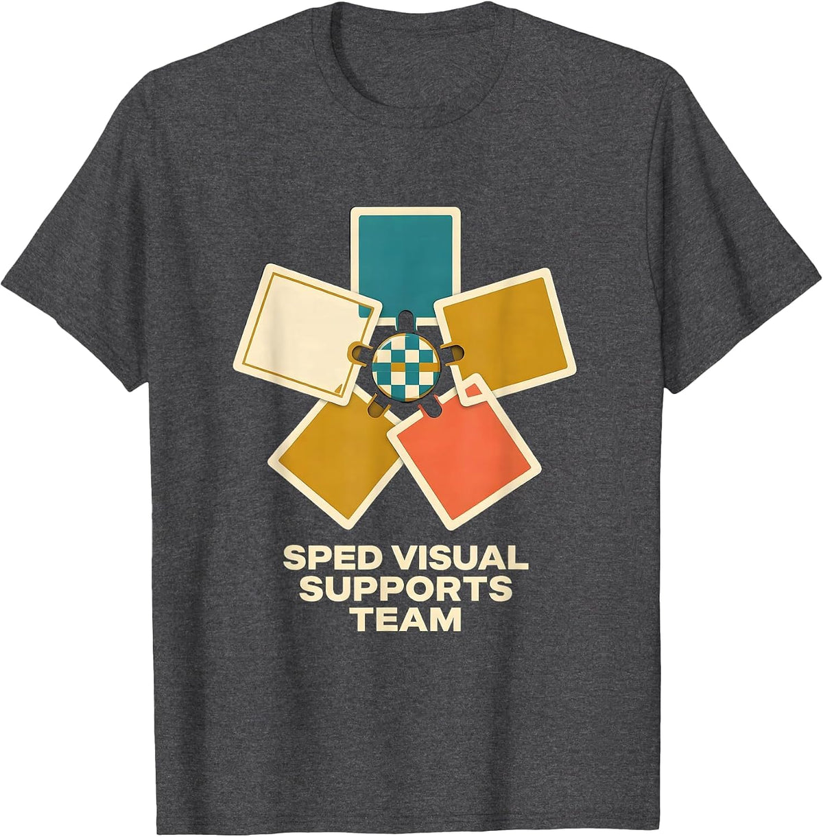 SPED Visual Supports Team Midcentury Modern Teacher T-Shirt - Dark Heather Grey