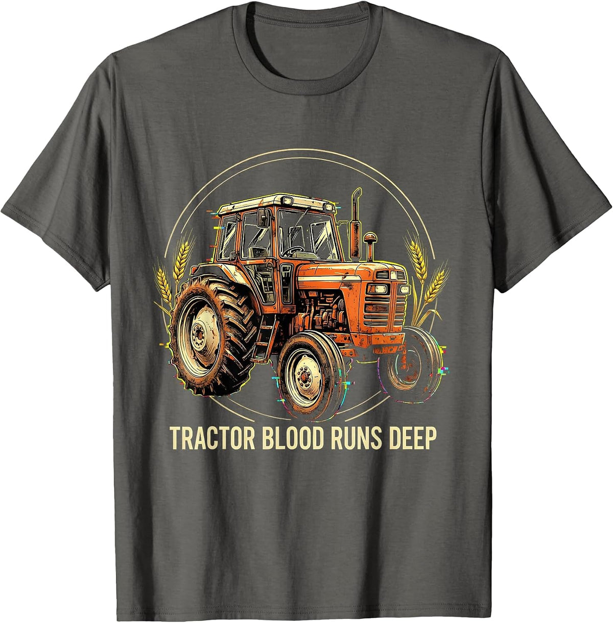 Tractor Blood Runs Deep Vintage Farm Design T-Shirt - Asphalt Grey
