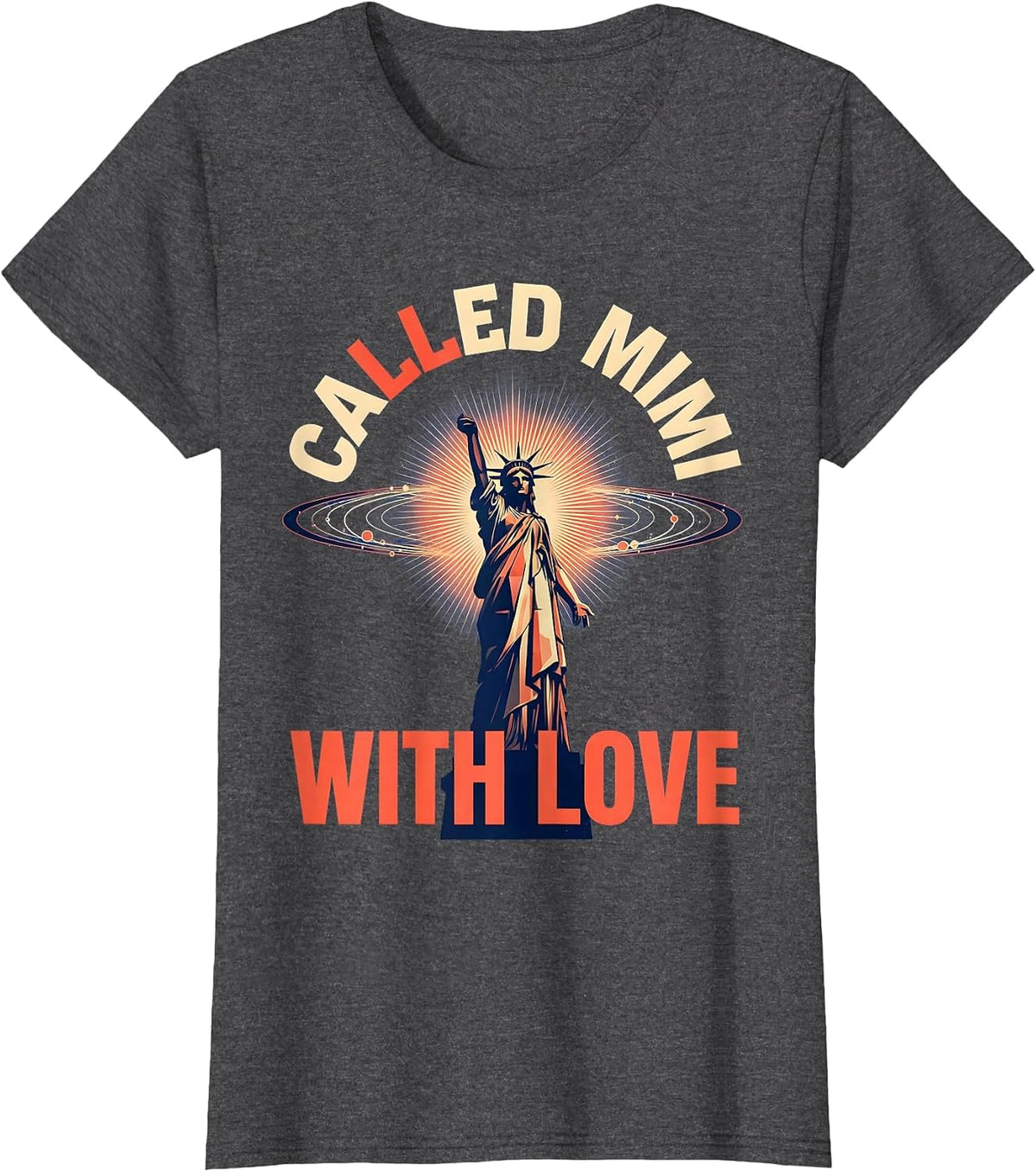 Women's Called Mimi With Love Grandma Design T-Shirt - Dark Heather Grey