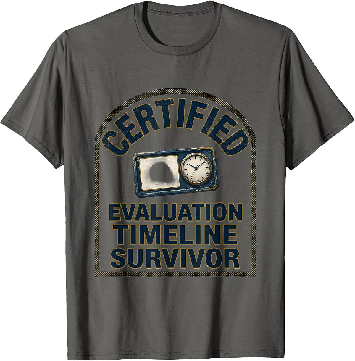 Men's Certified Evaluation Timeline Survivor Funny SPED Teacher T-Shirt - Asphalt Grey
