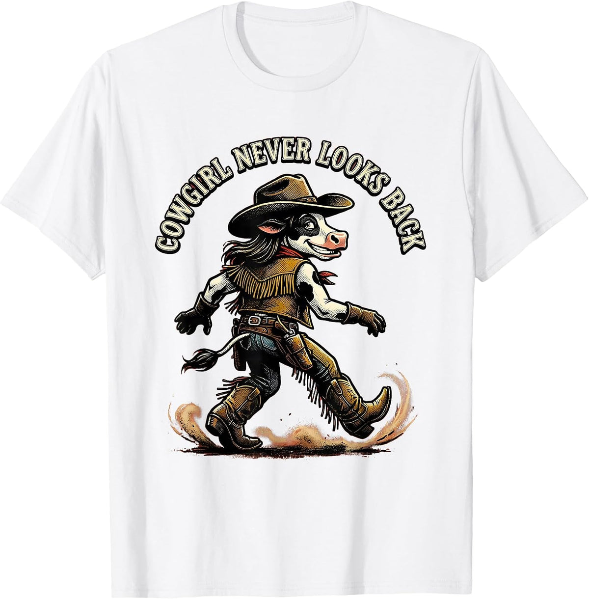 Men's Cowgirl Never Looks Back Western Spirit Design T-Shirt - White