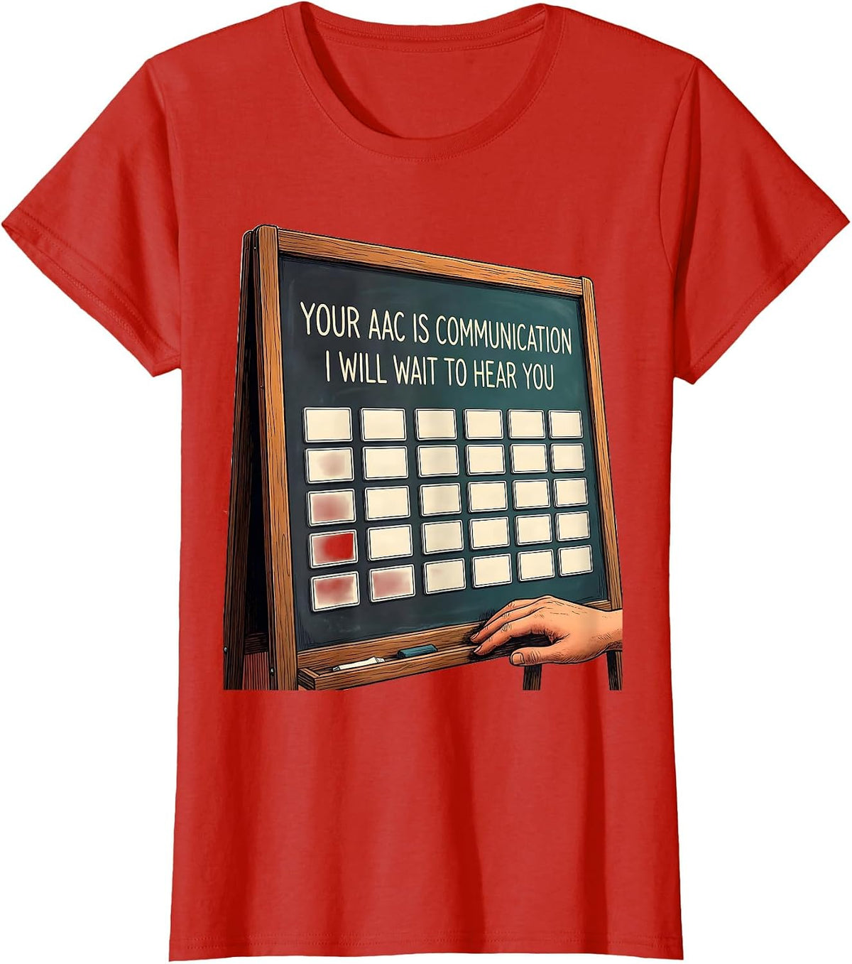 Your AAC Is Communication I Will Wait To Hear You SLP T-Shirt - Red