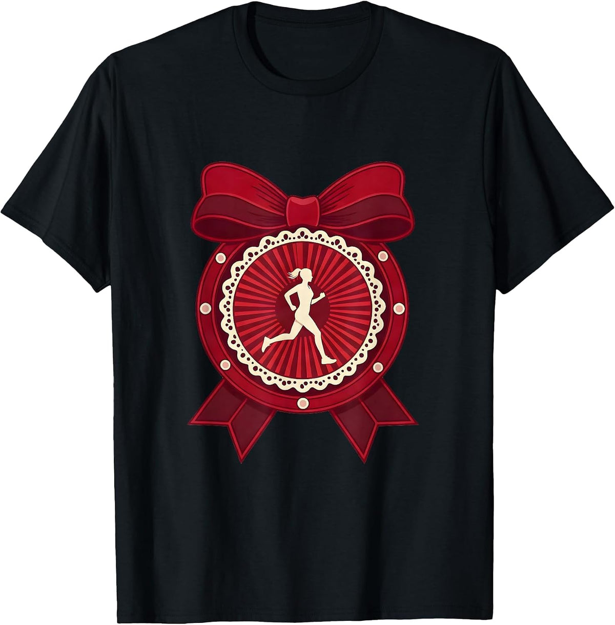 Men's Runner Silhouette Sun Circle Athleisure Design T-Shirt - Black