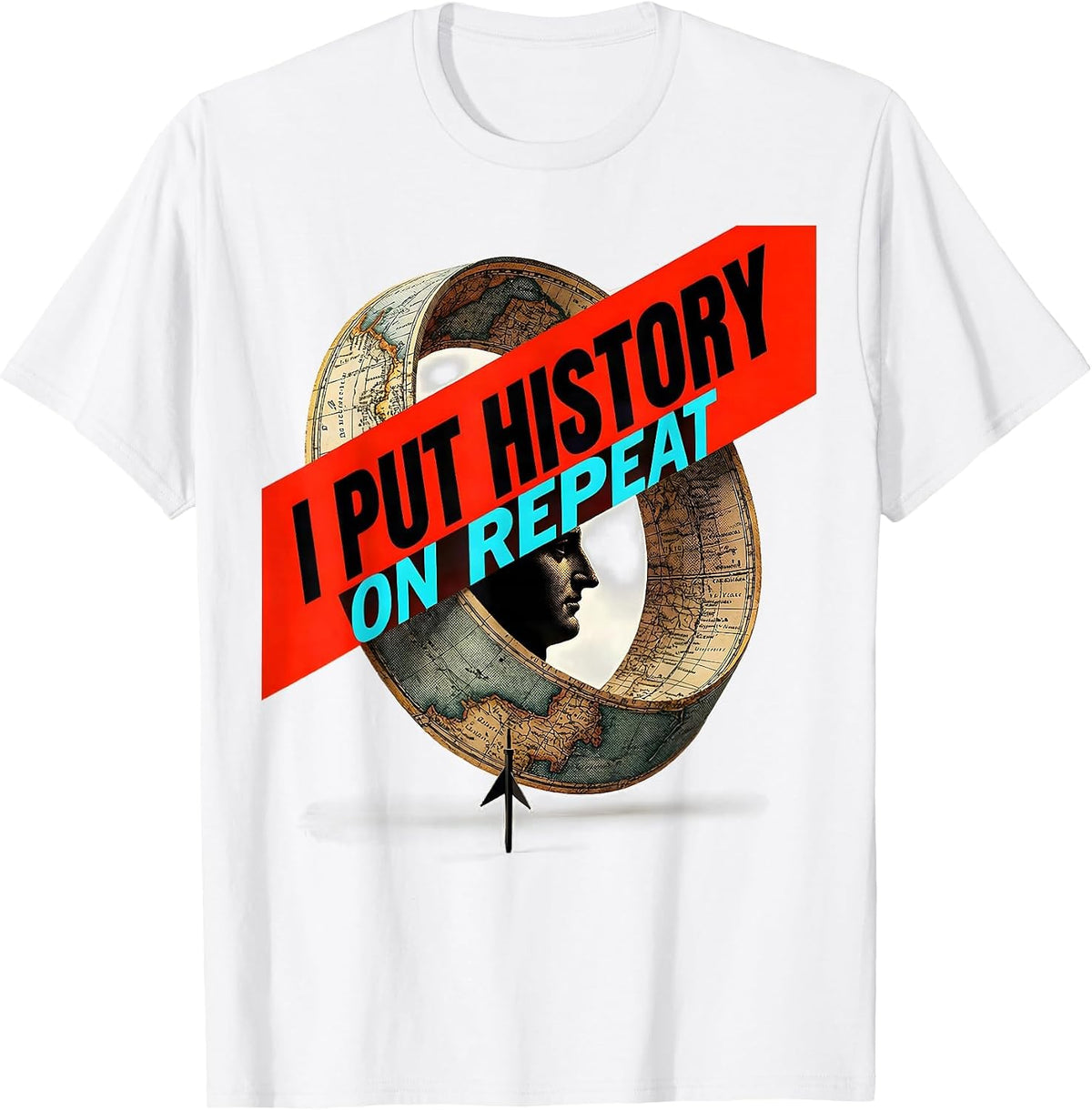 Men's I Put History On Repeat Funny History Teacher Back To School T-Shirt - White