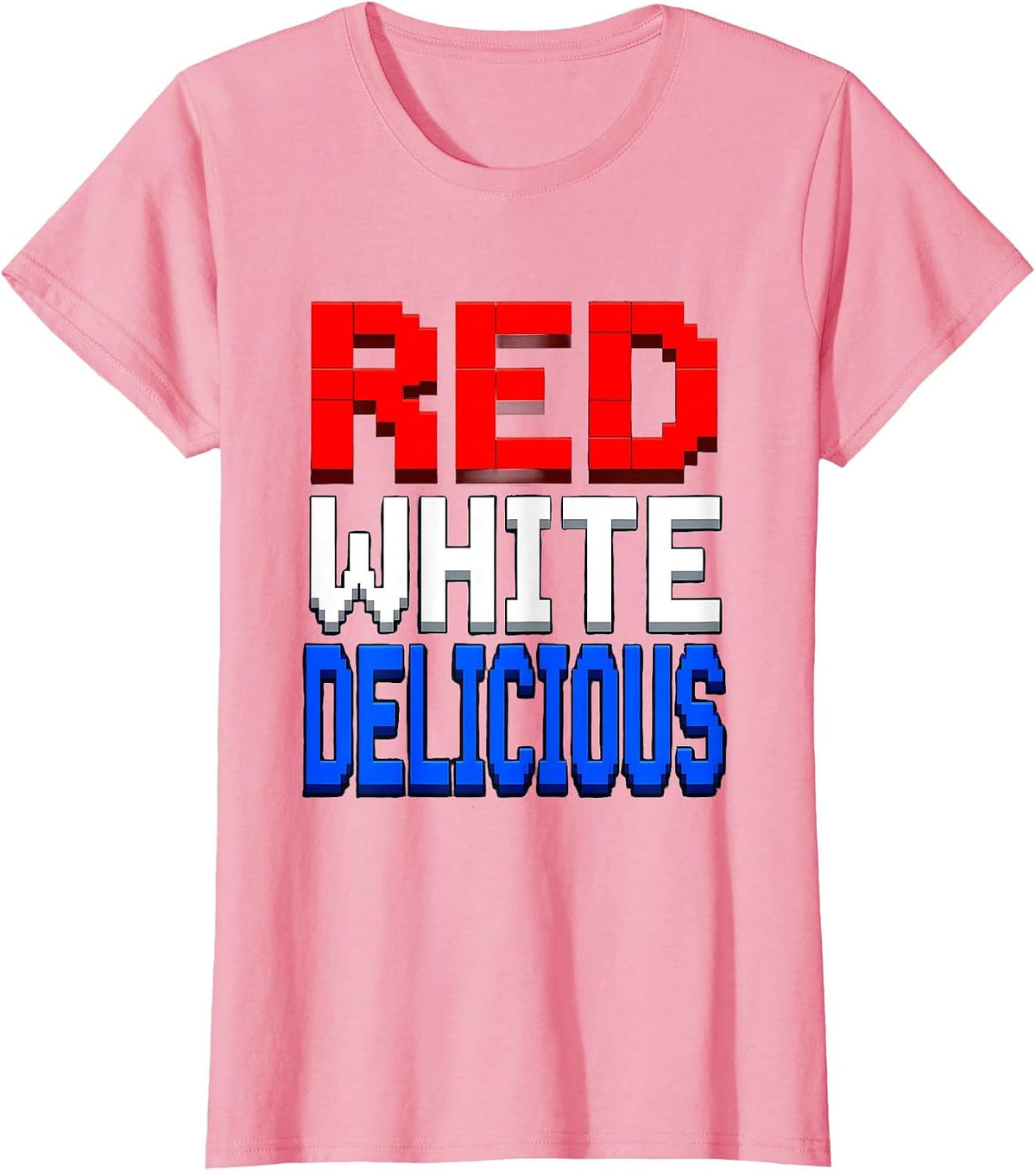 Women's Red White and Blueberry Patriotic Foodie Design T-Shirt - Pink