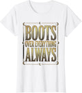 Women's Boots Over Everything Always Western Design T-Shirt - White