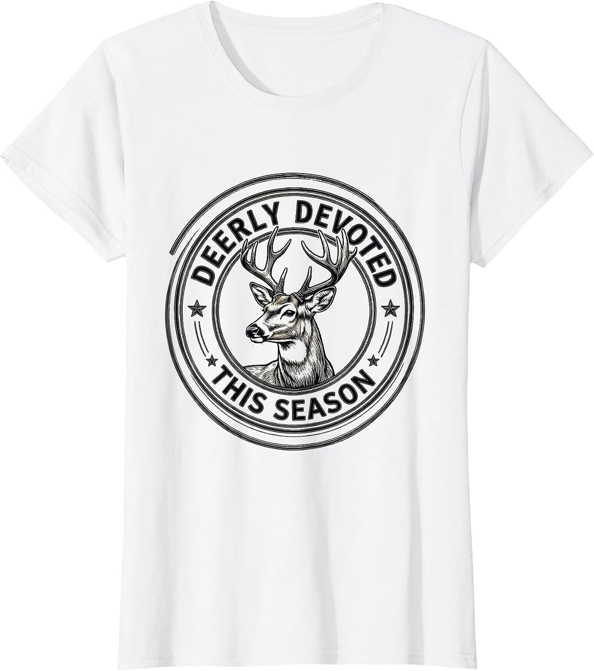 Deerly Devoted This Season Funny Coyote Hunting Automotive T-Shirt - White