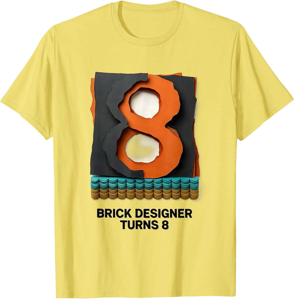 Men's Brick Designer Turns 8 Funny Master Builder Building Brick T-Shirt - Lemon Yellow