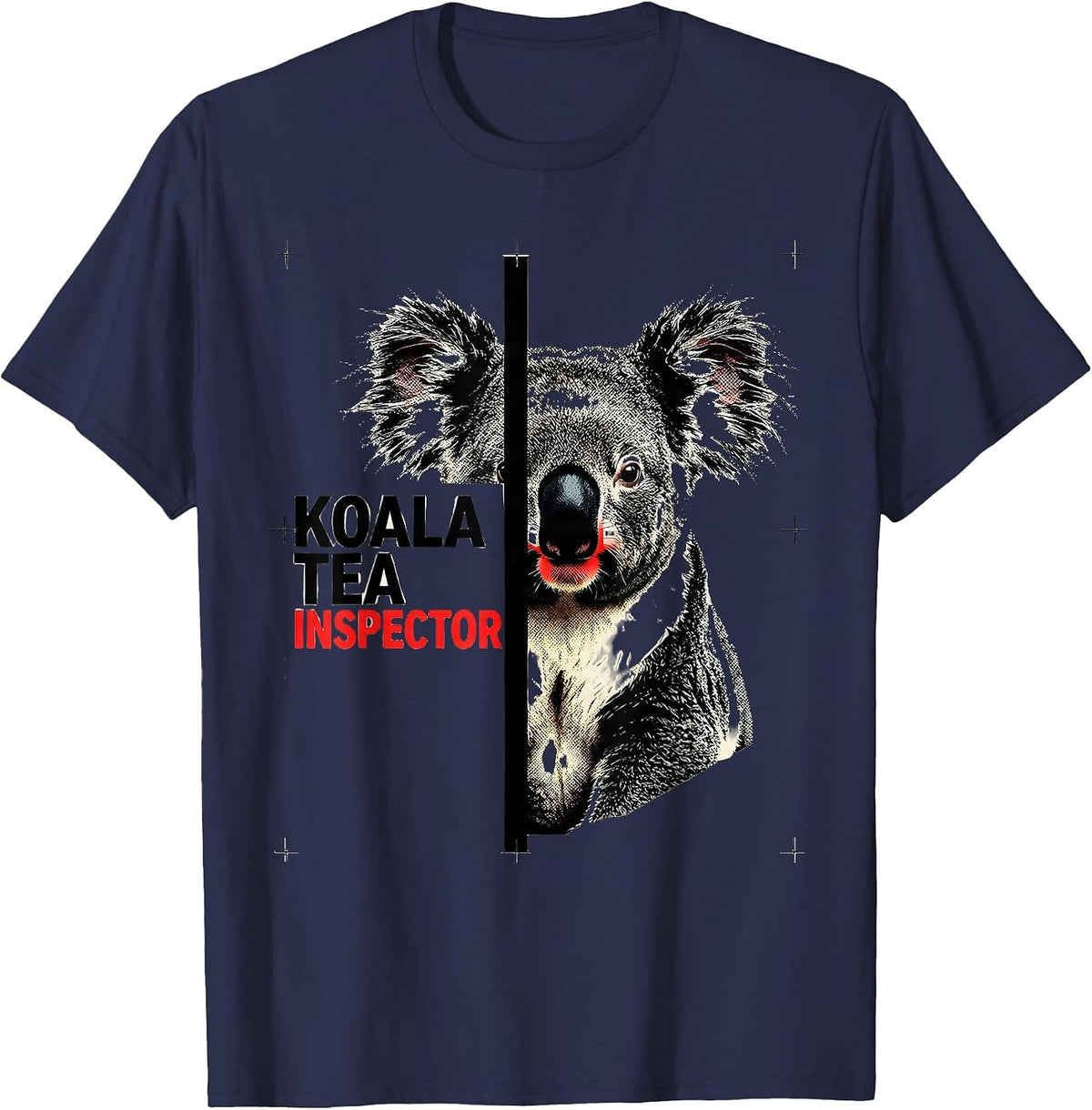 Men's Koala Tea Inspector Funny Koala Lover Animal Pun Humor T-Shirt - Navy Blue