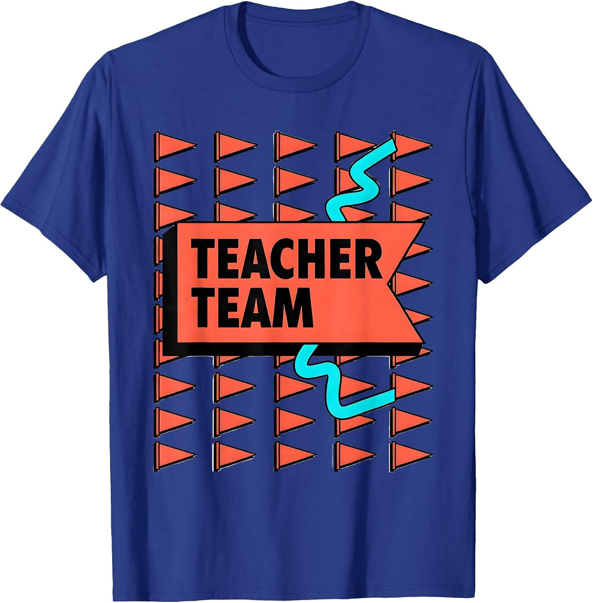 Teacher Team Memphis Postmodern Teacher Crewneck T-Shirt - Royal Blue
