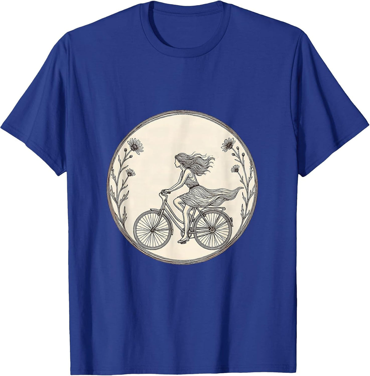 Men's Bicycle Freedom Flower Road Graphic Tee T-Shirt - Royal Blue