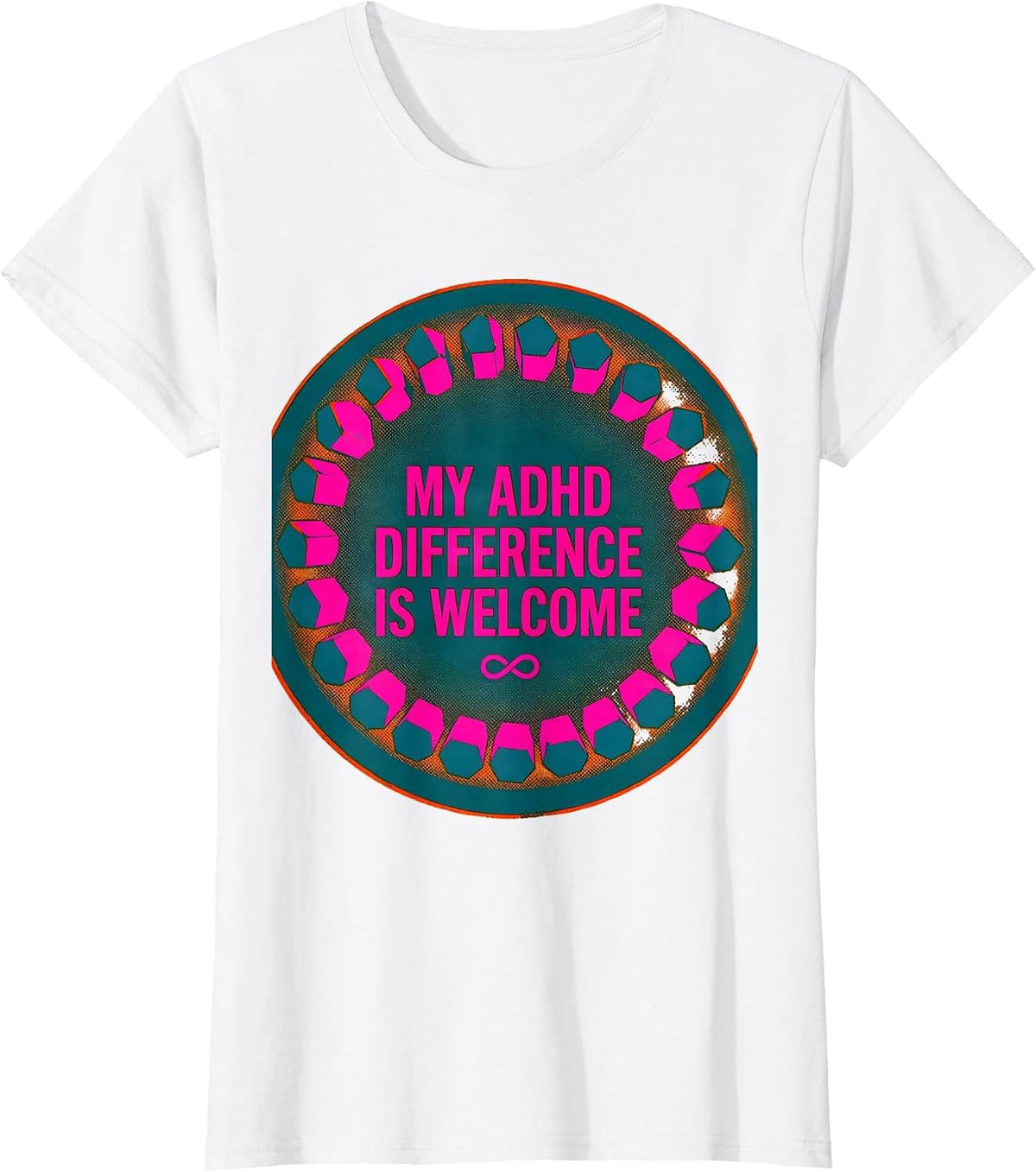 My ADHD Difference Is Welcome Risograph Neurodiversity Humor T-Shirt - White