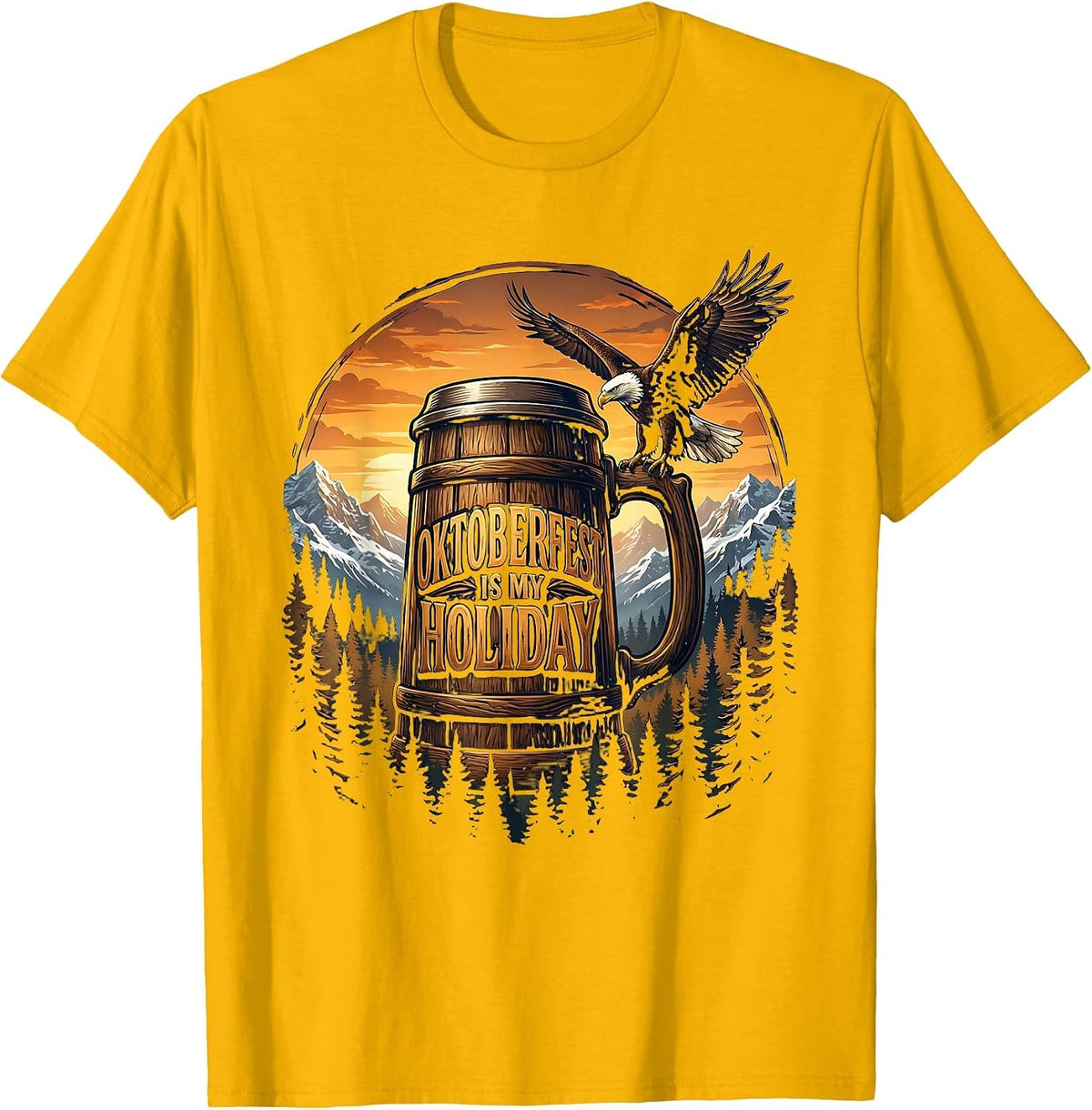 Oktoberfest Is My Holiday Festive Beer Design T-Shirt - Golden Yellow