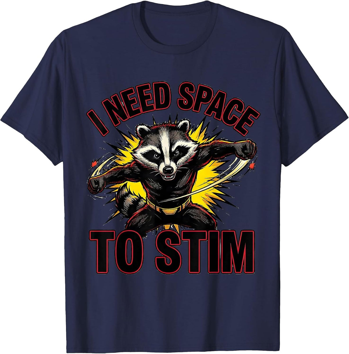I Need Space To Stim Comic Book Autism Awareness T-Shirt - Navy Blue