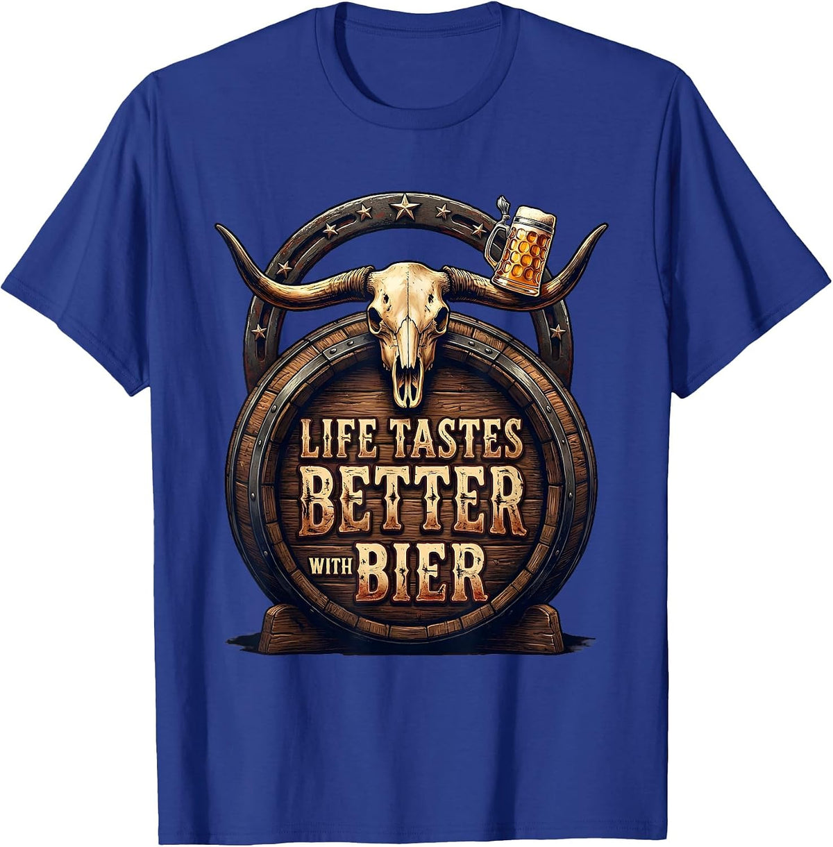 Men's Life Tastes Better With Bier Oktoberfest Design T-Shirt - Royal Blue