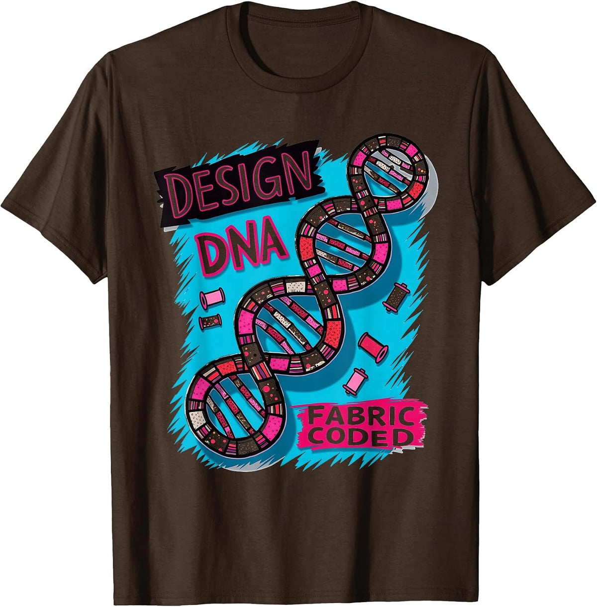 Design DNA Fabric Coded Graphic Design T-Shirt - Brown