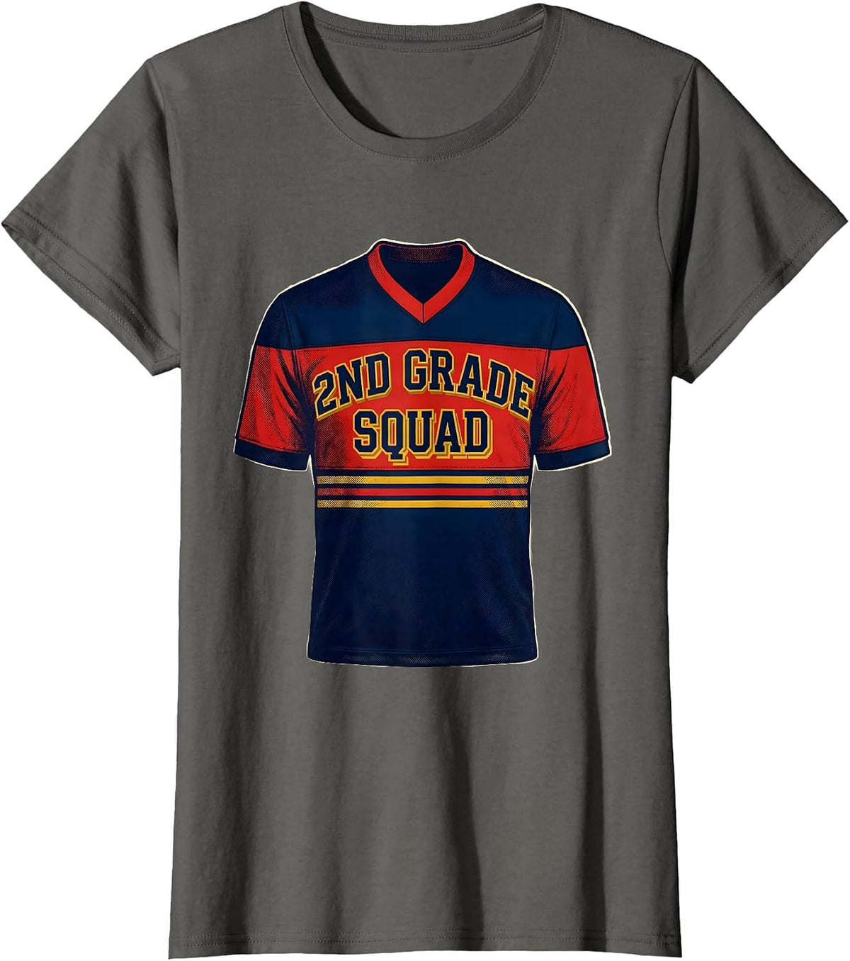 Women's 2nd Grade Squad Playful Teacher Crew Back To School T-Shirt - Asphalt Grey