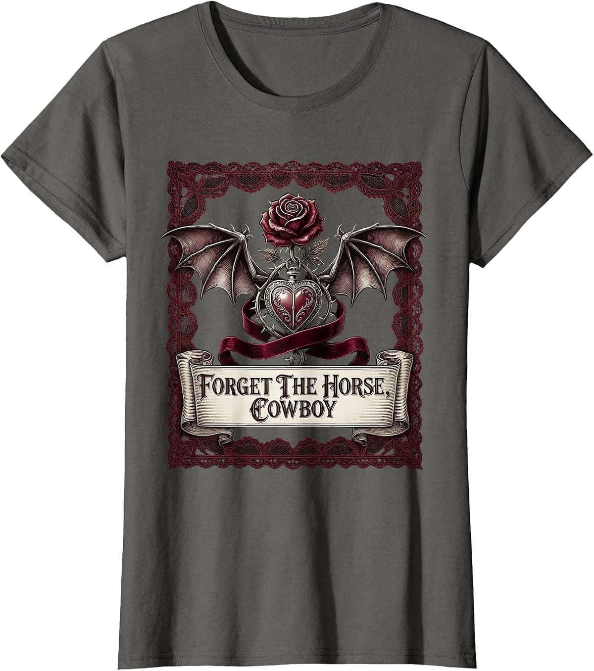 Women's Forget The Horse Cowboy Western Humor Design T-Shirt - Asphalt Grey