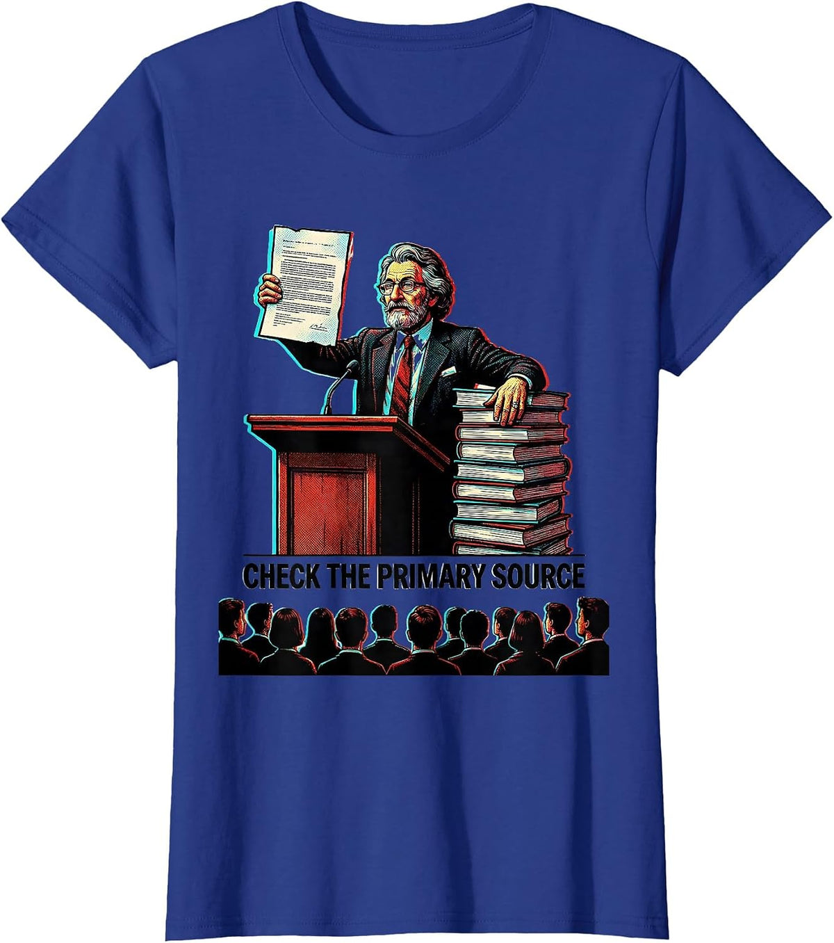 Women's Check The Primary Source Funny History Teacher Pop Art T-Shirt - Royal Blue