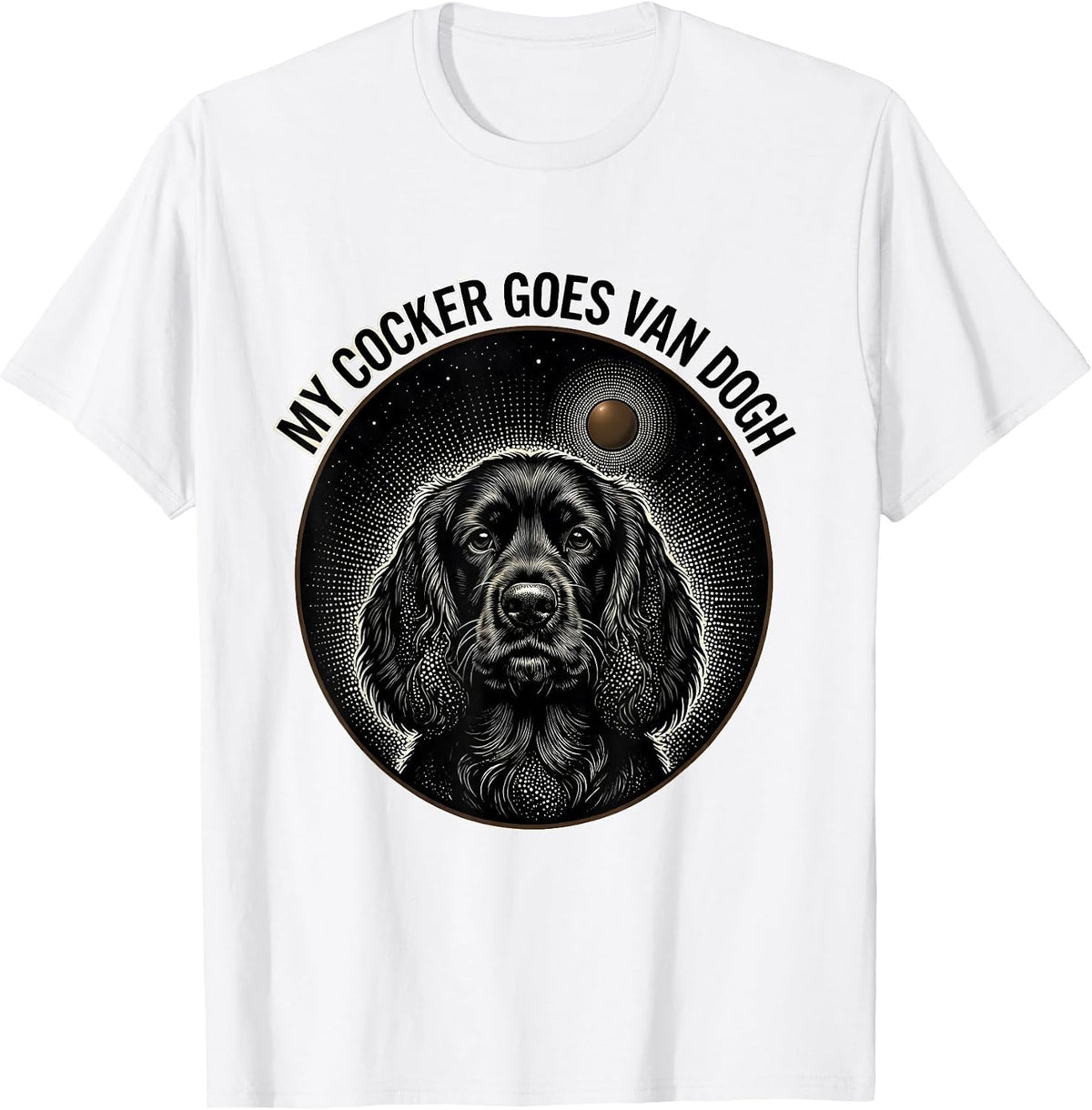 Men's My Cocker Goes Van Dogh Funny Dog Lover Gift Novelty Art T-Shirt - White