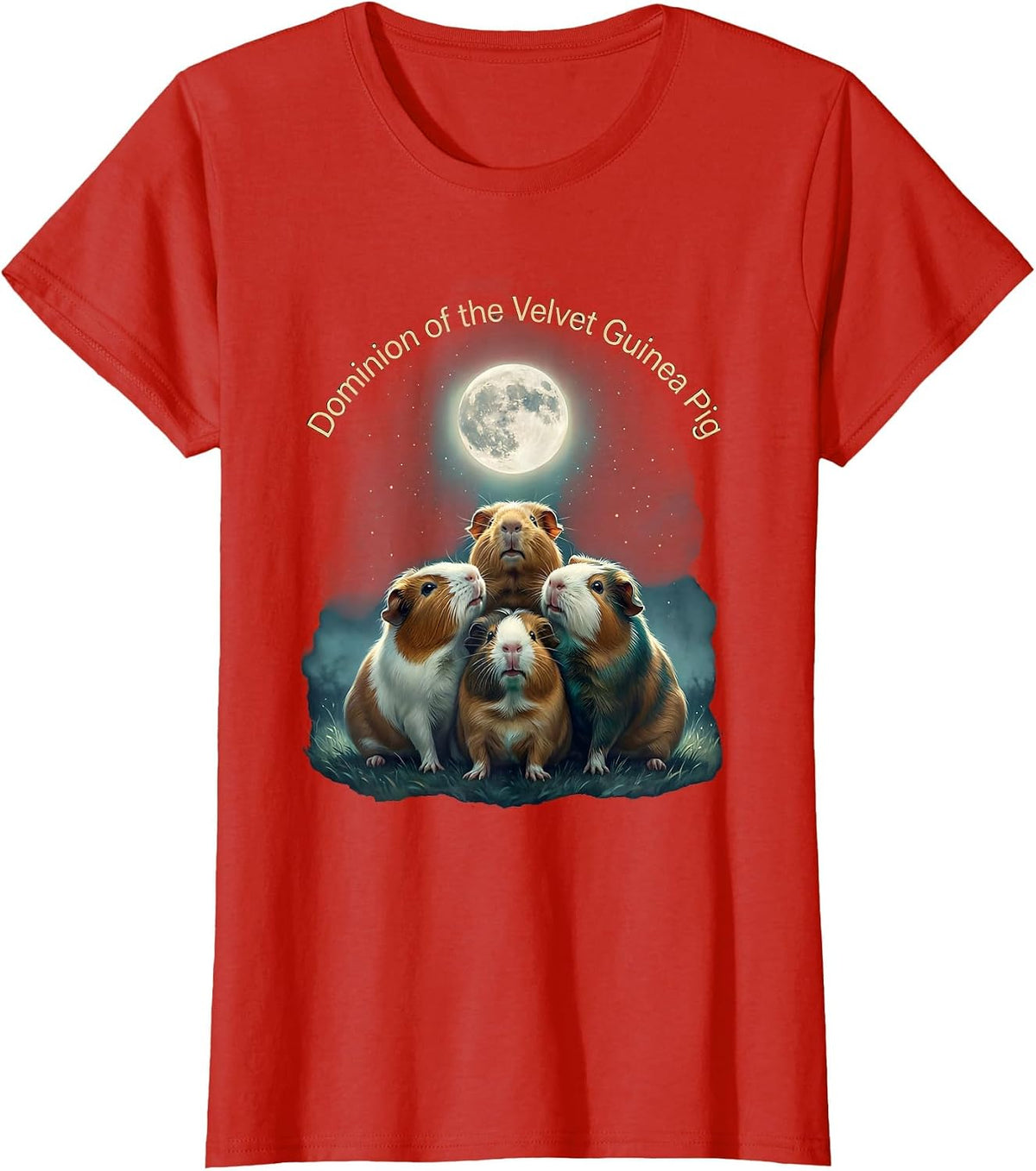 Women's Dominion of the Velvet Guinea Pig Funny Guinea Pig Lover T-Shirt - Red