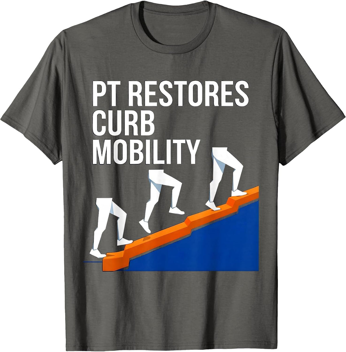 Men's PT Restores Curb Mobility Geometric Physical Therapist Gift T-Shirt - Asphalt Grey