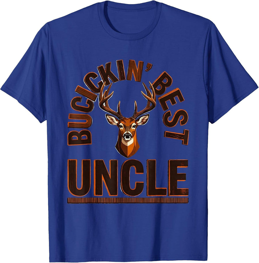Buckin' Best Uncle Funny Deer Hunting Dad Humor Whitetail T-Shirt - Royal Blue