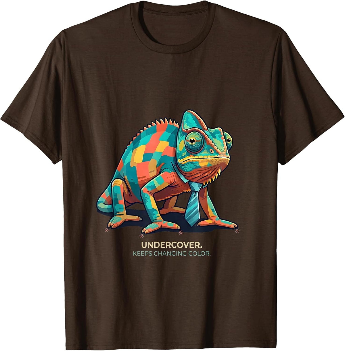 Men's Undercover Keeps Changing Color Funny Chameleon Halloween T-Shirt - Brown