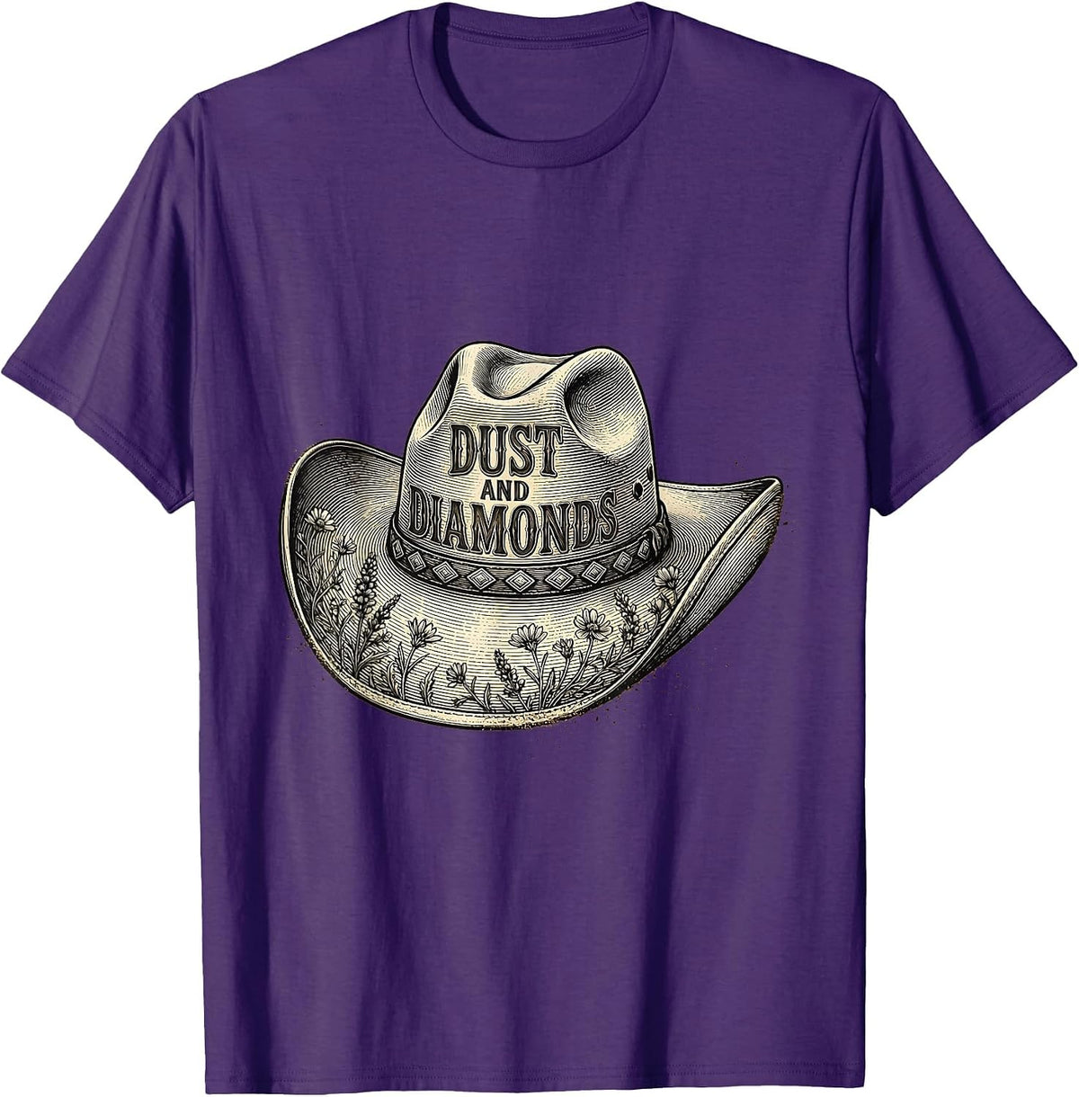 Men's Dust and Diamonds Cowgirl Western Design T-Shirt - Purple