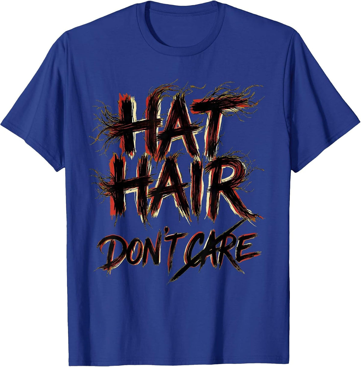 Hat Hair Don't Care Cowboy Design T-Shirt - Royal Blue