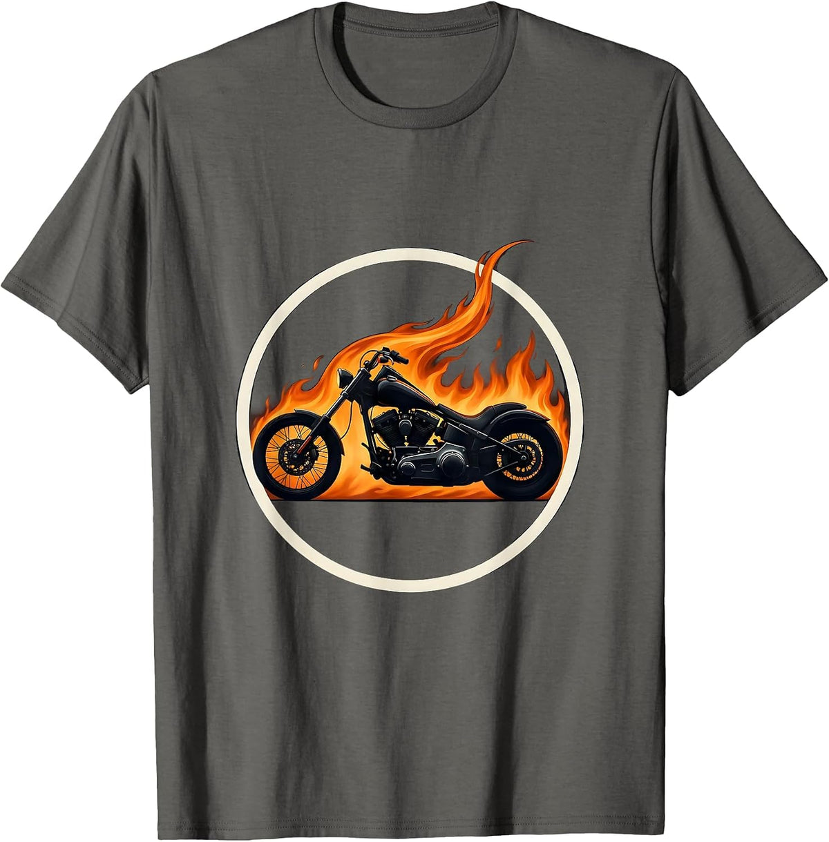 Men's Vintage Motorcycle Flame Trail Freedom Graphic T-Shirt - Asphalt Grey