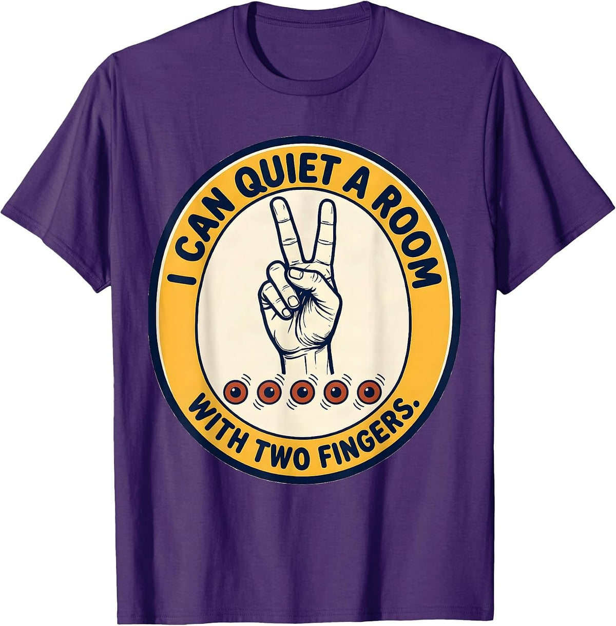 Men's I Can Quiet A Room With Two Fingers Funny Teacher Superhero T-Shirt - Purple