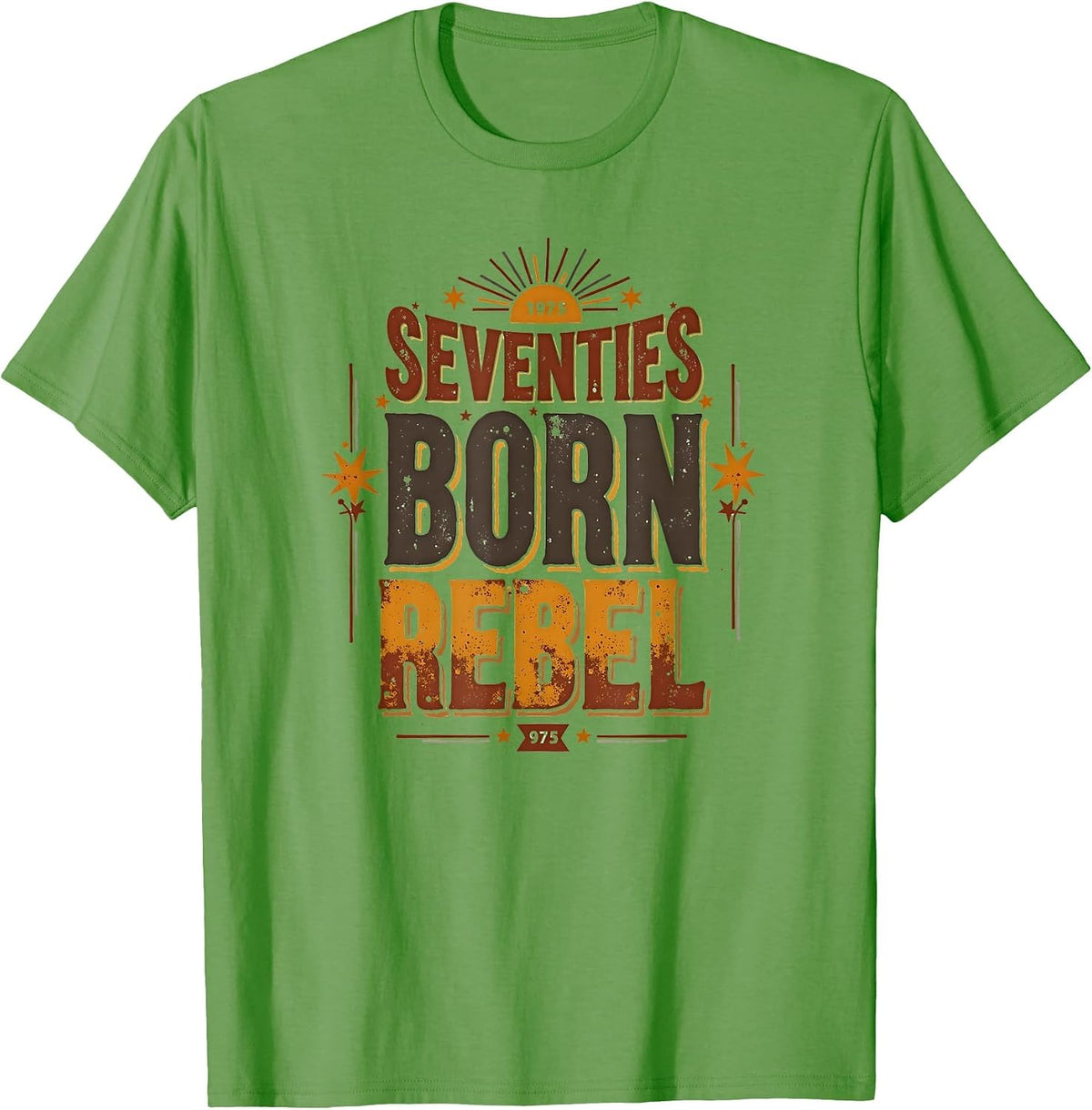 Seventies Born Rebel Vintage 1975 Design T-Shirt - Grass Green