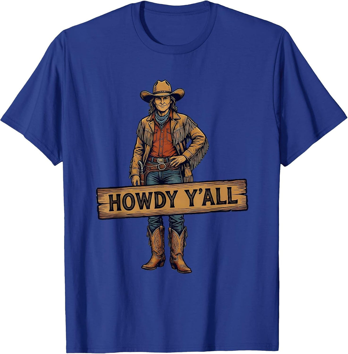 Men's Howdy Y'all Southern Charm Graphic Design T-Shirt - Royal Blue