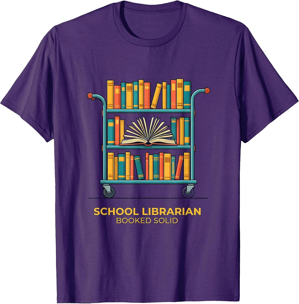 Men's School Librarian Booked Solid Funny Book Lover Humor T-Shirt - Purple