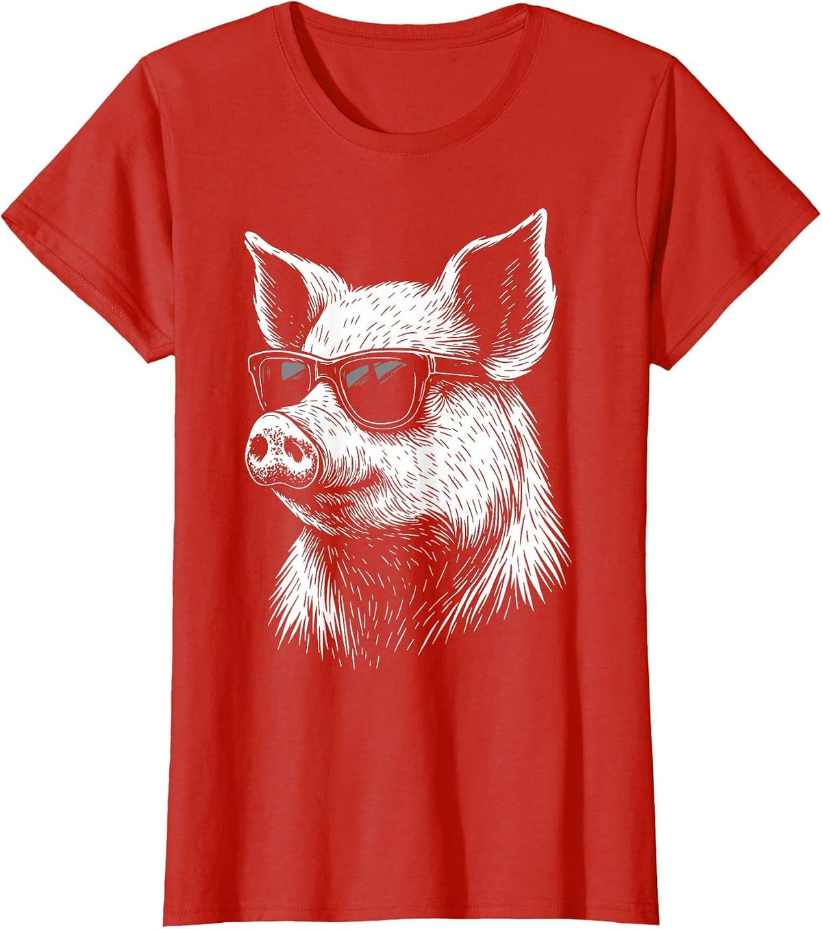 Pig Sunglasses Farmer T-Shirt - Red