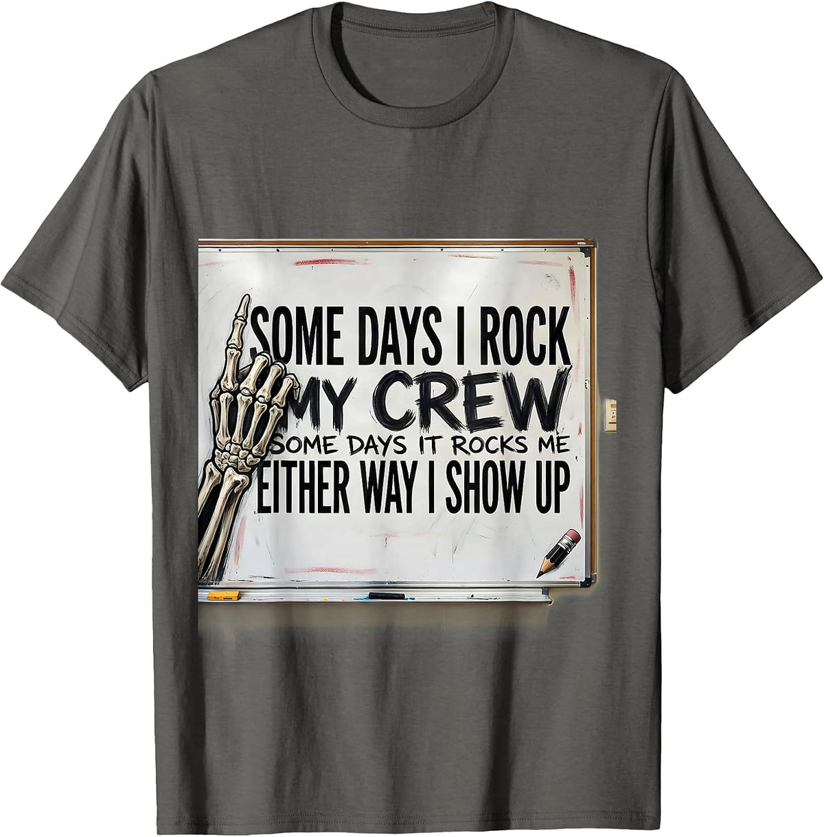 Some Days I Rock My Crew Rock On Sped Squad T-Shirt - Asphalt Grey
