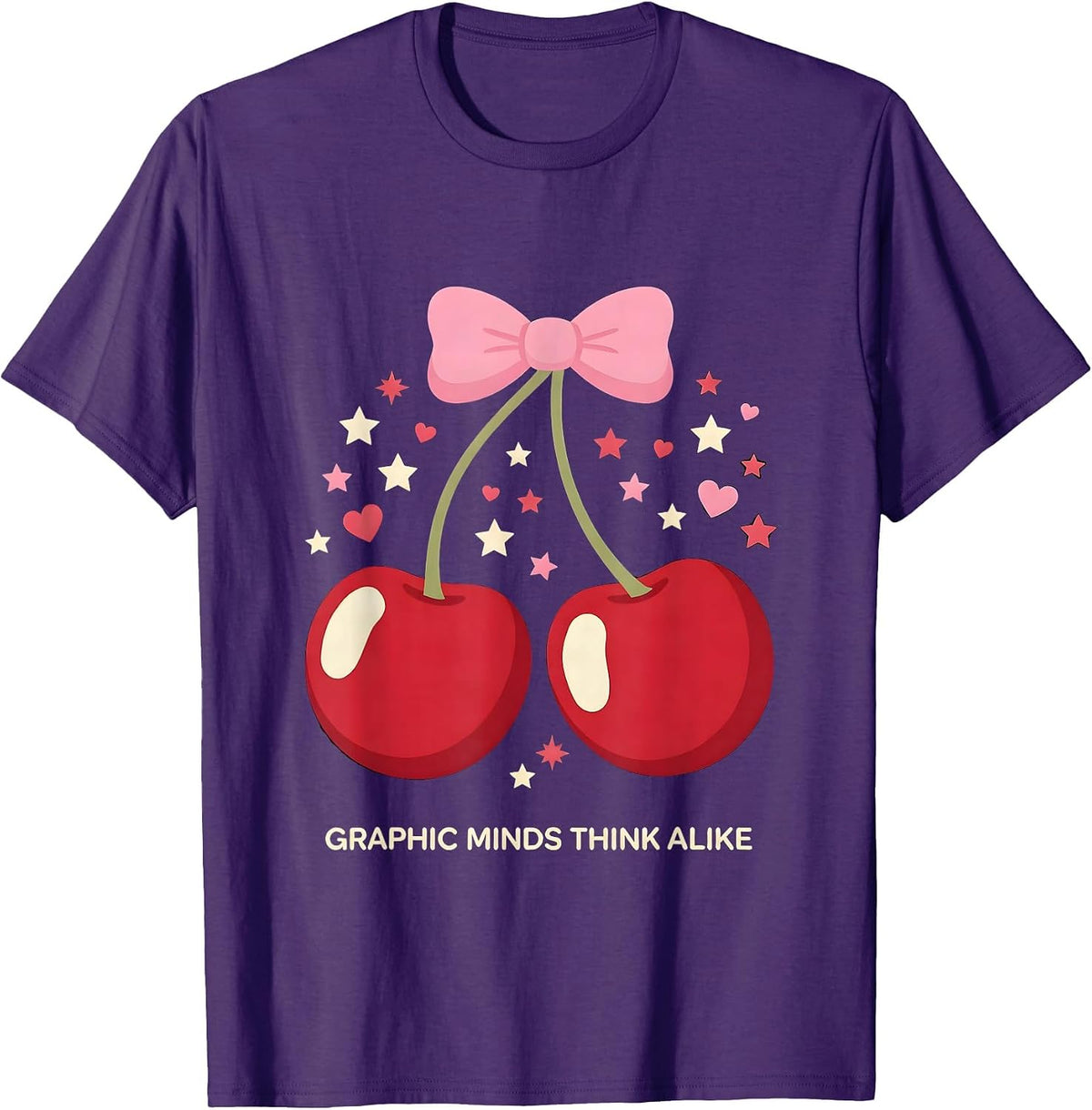 Graphic Minds Think Alike Creative Design T-Shirt - Purple