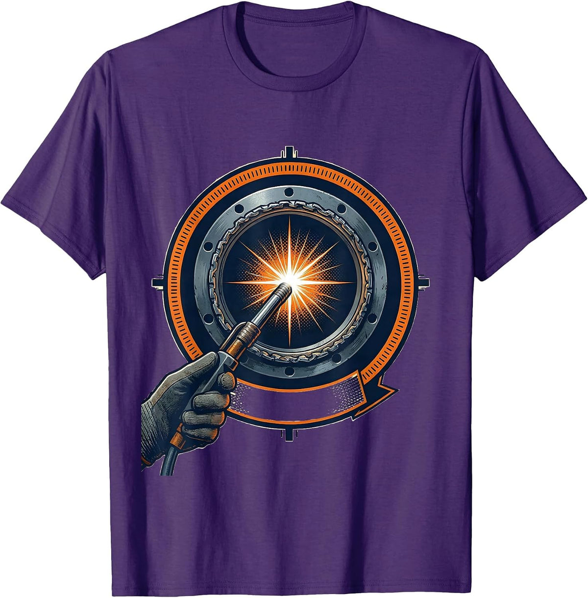 Welder Emblem Torch and Pipe Trade Pride Humor T-Shirt - Purple