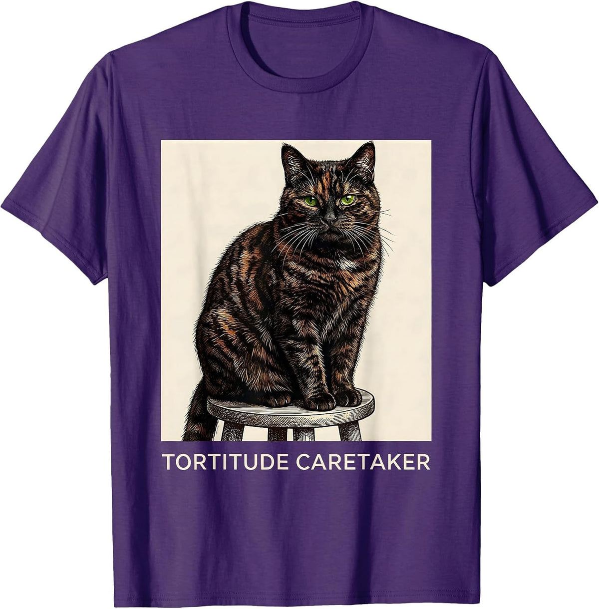 Tortitude Caretaker Funny Tortie Cat Lover Pet Owner Humor T-Shirt - Purple