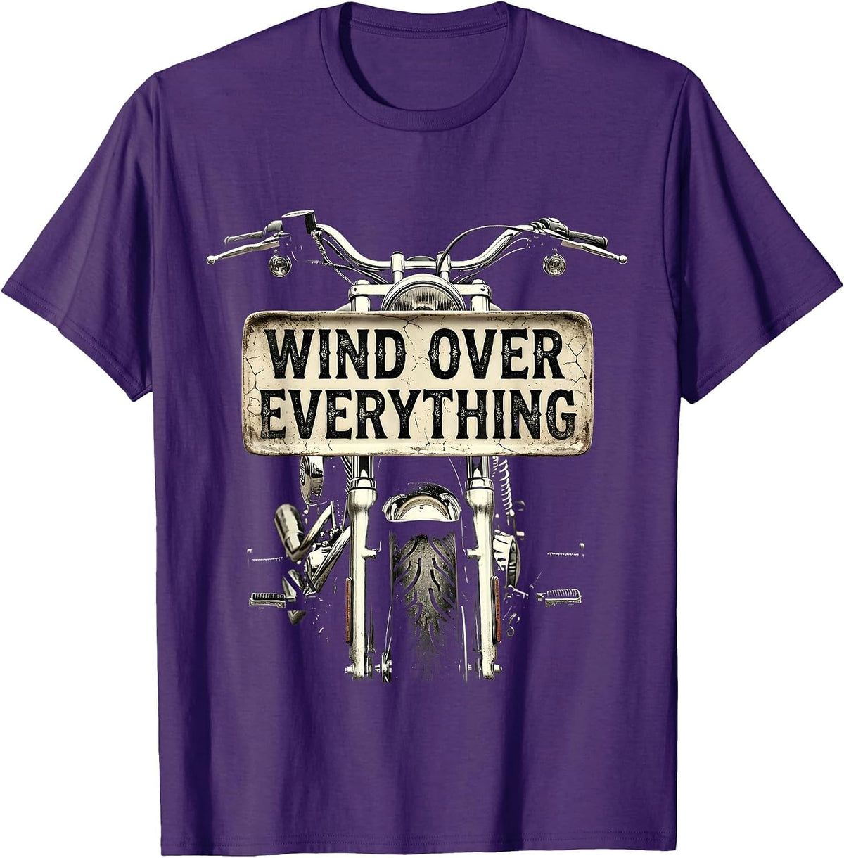 Wind Over Everything Motorcycle Rider Design T-Shirt - Purple